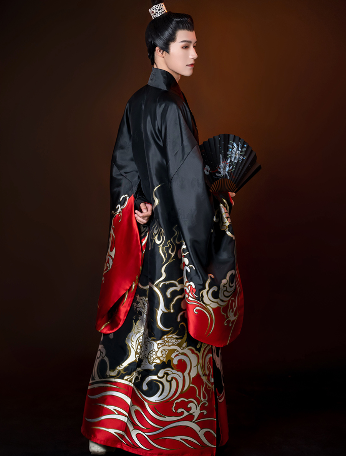 如梦霓裳汉服男明制道袍春秋款织金披风交领中国风