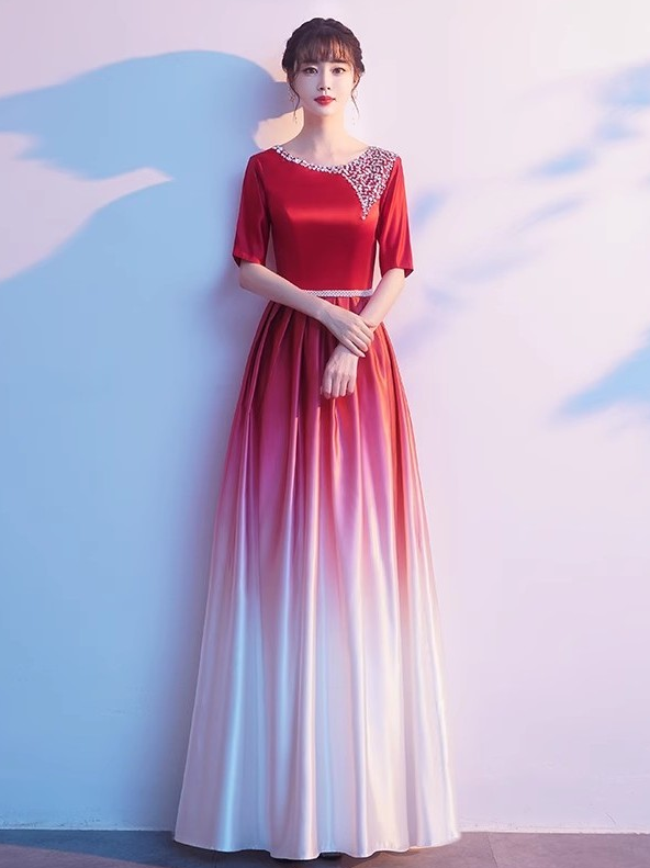 大合唱演出服装女长裙2025新款学生红歌演出服