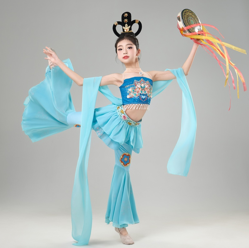 新款中国舞少儿敦煌飞天舞蹈服装儿童民族演出服