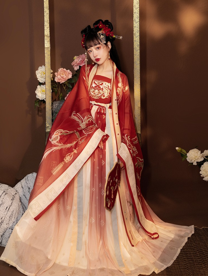 凤钗令原创诃子裙汉服女2025新款春季改良红色大袖衫