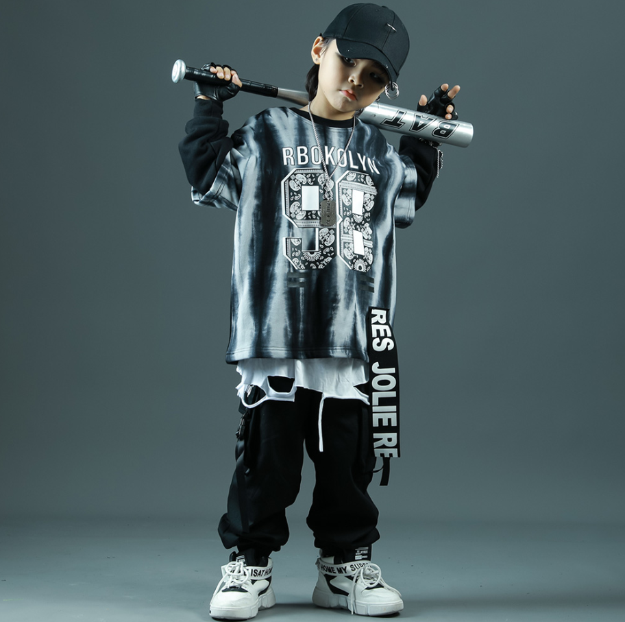 街舞儿童潮服男童嘻哈演出服少儿走秀架子鼓套装